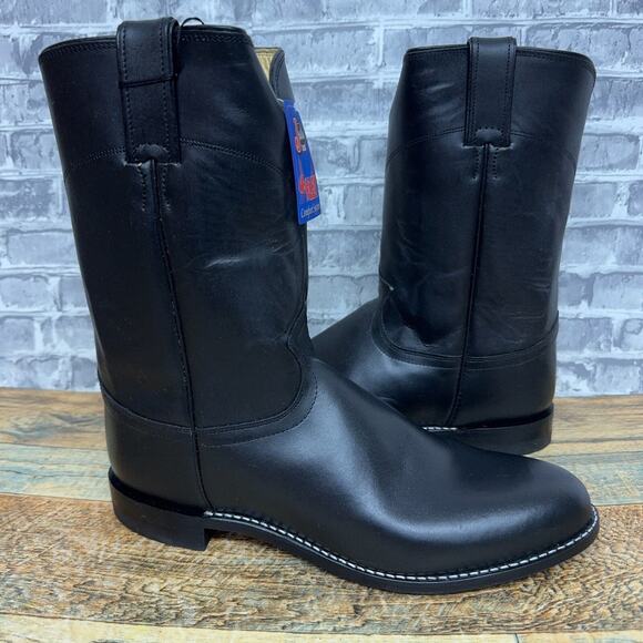 Justin Boots Jackson 10 Inch Round Toe Roper Black Western 3133 Mens Sz 10.5 EE0 - Picture 2 of 7